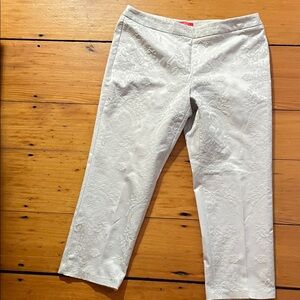 Oscar de la Renta Light Gray Textured Pants